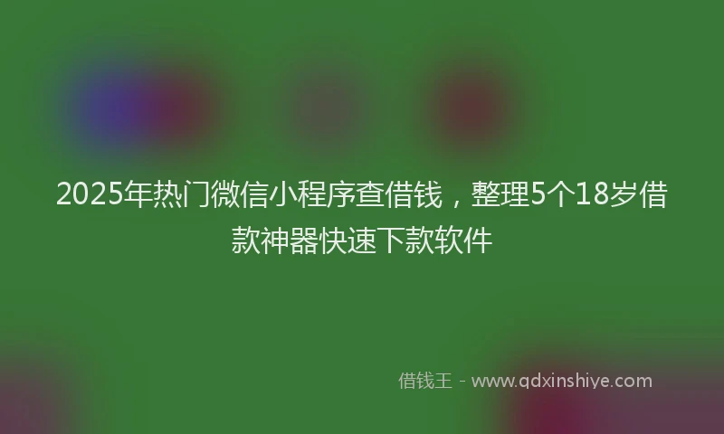 2025年热门微信小程序查借钱，整理5个18岁借款神器快速下款软件