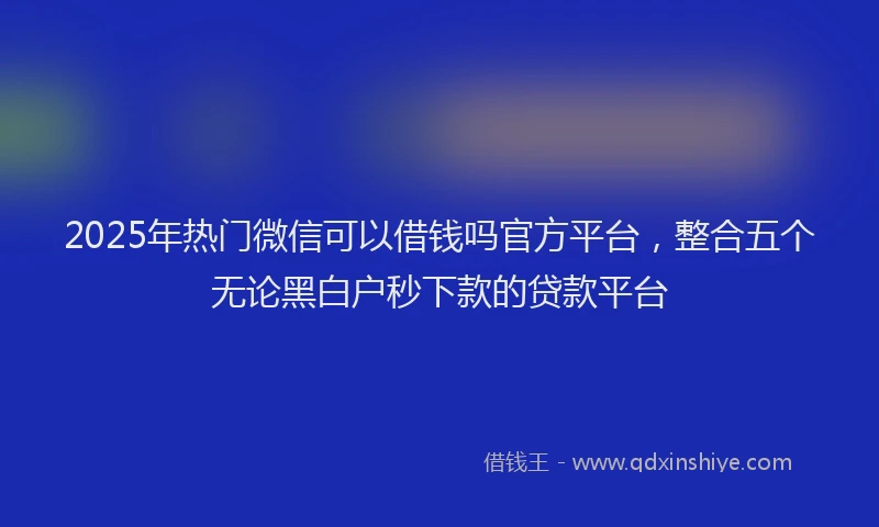 2025年热门微信可以借钱吗官方平台，整合五个无论黑白户秒下款的贷款平台