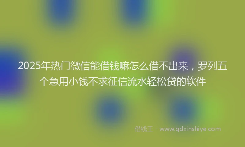 2025年热门微信能借钱嘛怎么借不出来，罗列五个急用小钱不求征信流水轻松贷的软件