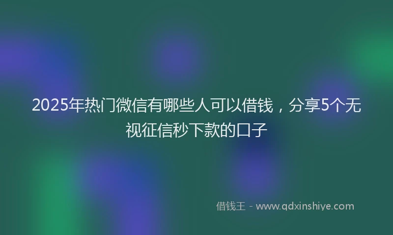 2025年热门微信有哪些人可以借钱，分享5个无视征信秒下款的口子