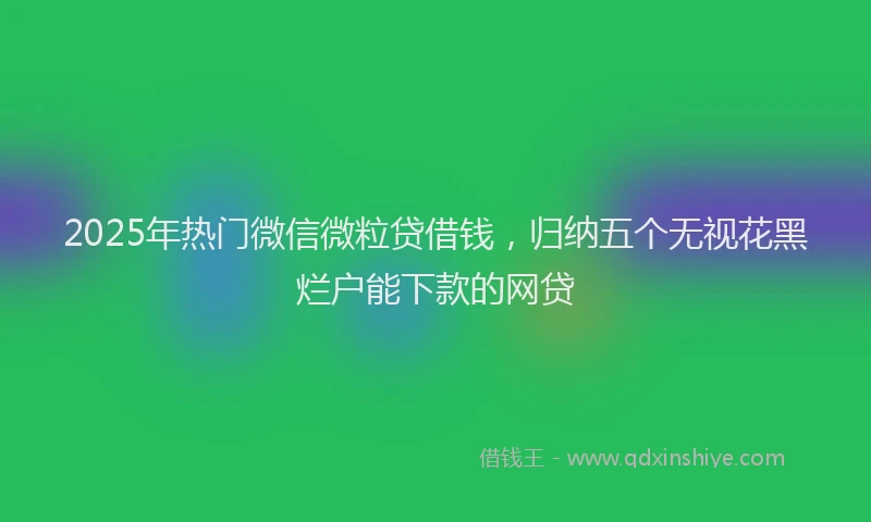 2025年热门微信微粒贷借钱，归纳五个无视花黑烂户能下款的网贷