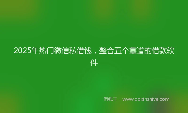 2025年热门微信私借钱，整合五个靠谱的借款软件