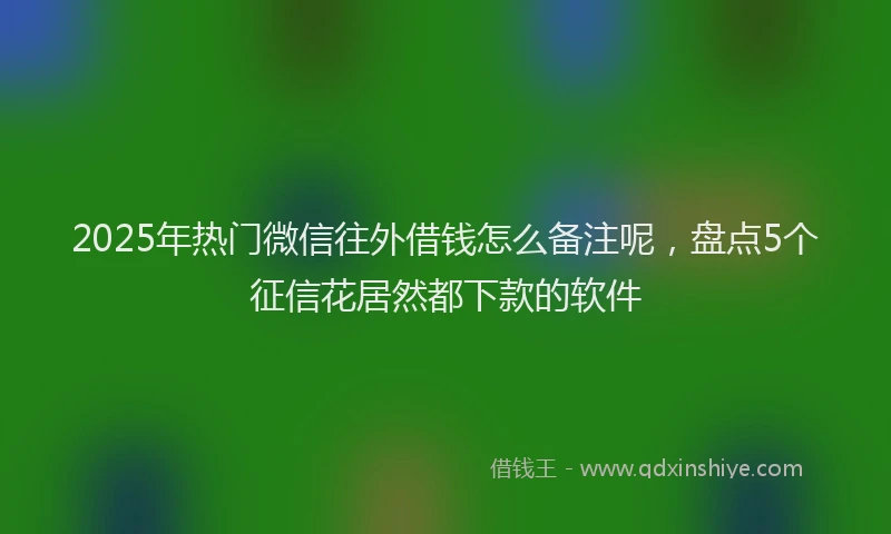 2025年热门微信往外借钱怎么备注呢，盘点5个征信花居然都下款的软件