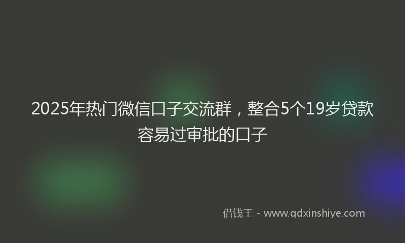 2025年热门微信口子交流群，整合5个19岁贷款容易过审批的口子