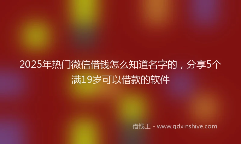 2025年热门微信借钱怎么知道名字的，分享5个满19岁可以借款的软件