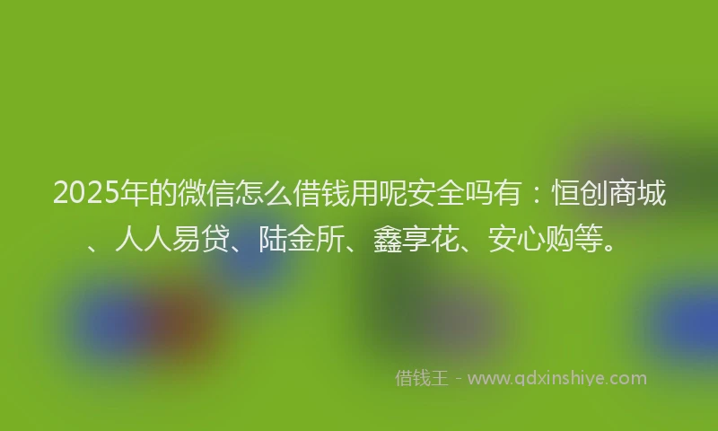 2025年的微信怎么借钱用呢安全吗有：恒创商城、人人易贷、陆金所、鑫享花、安心购等。