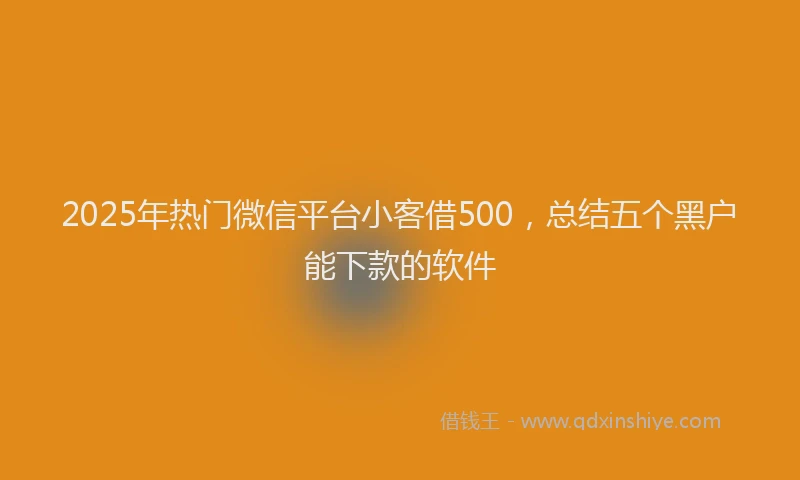 2025年热门微信平台小客借500，总结五个黑户能下款的软件
