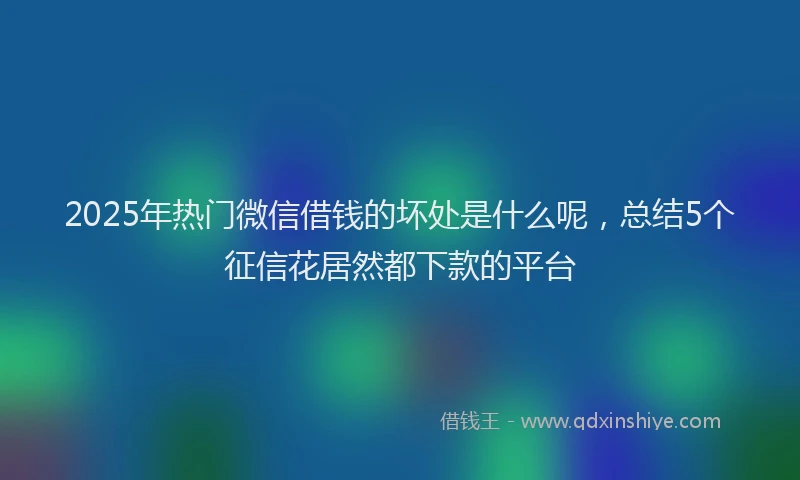 2025年热门微信借钱的坏处是什么呢，总结5个征信花居然都下款的平台