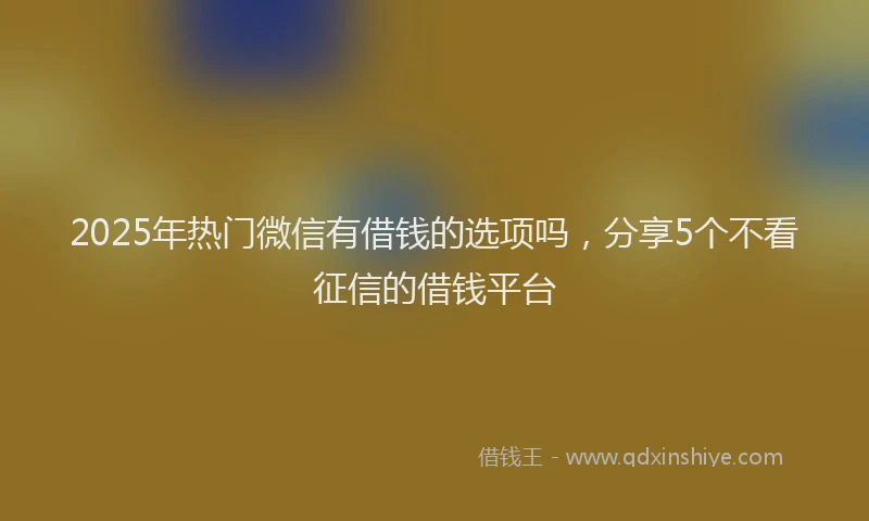 2025年热门微信有借钱的选项吗，分享5个不看征信的借钱平台