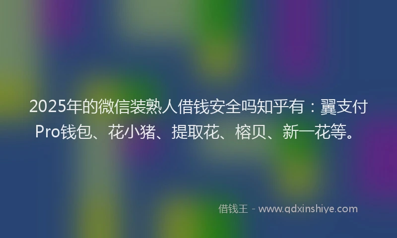 2025年的微信装熟人借钱安全吗知乎有：翼支付Pro钱包、花小猪、提取花、榕贝、新一花等。
