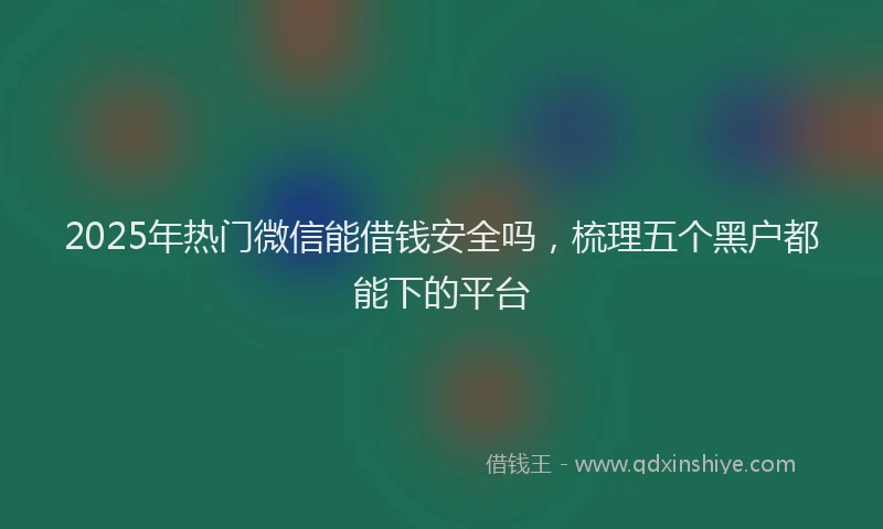 2025年热门微信能借钱安全吗，梳理五个黑户都能下的平台
