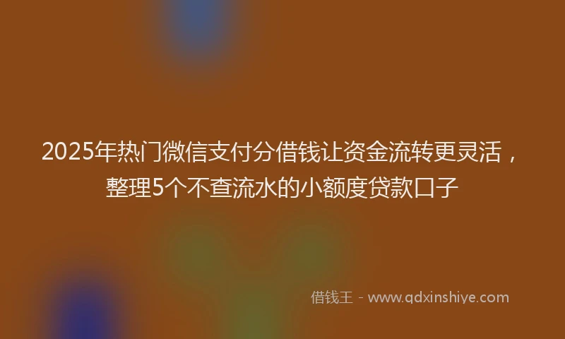 2025年热门微信支付分借钱让资金流转更灵活，整理5个不查流水的小额度贷款口子