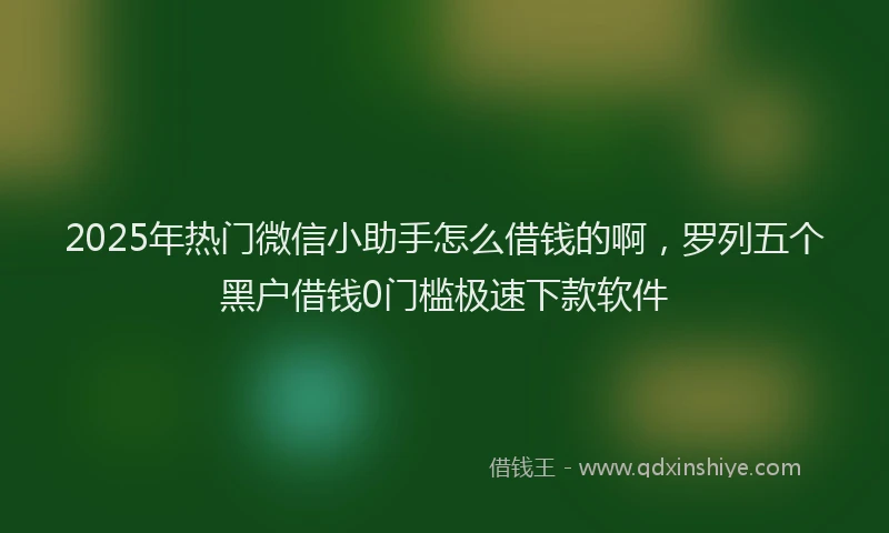2025年热门微信小助手怎么借钱的啊，罗列五个黑户借钱0门槛极速下款软件
