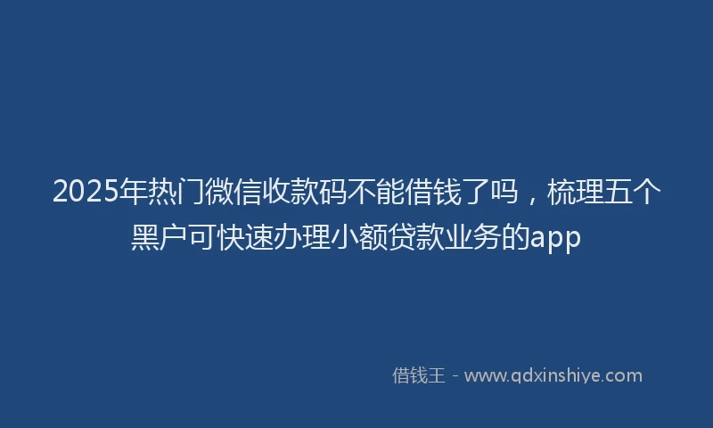 2025年热门微信收款码不能借钱了吗，梳理五个黑户可快速办理小额贷款业务的app