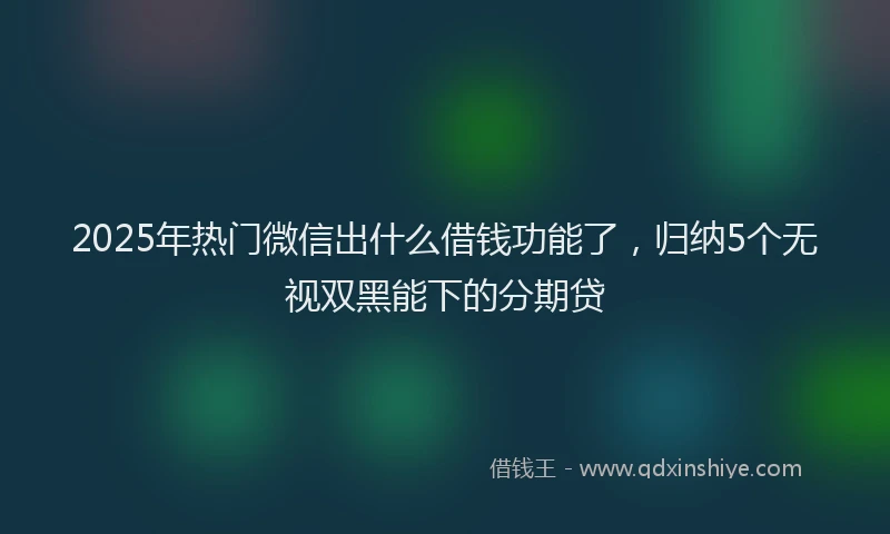 2025年热门微信出什么借钱功能了，归纳5个无视双黑能下的分期贷