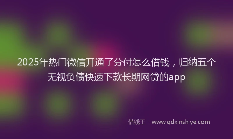 2025年热门微信开通了分付怎么借钱，归纳五个无视负债快速下款长期网贷的app