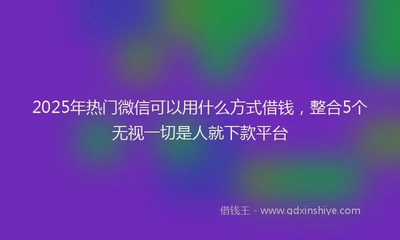 2025年热门微信可以用什么方式借钱，整合5个无视一切是人就下款平台