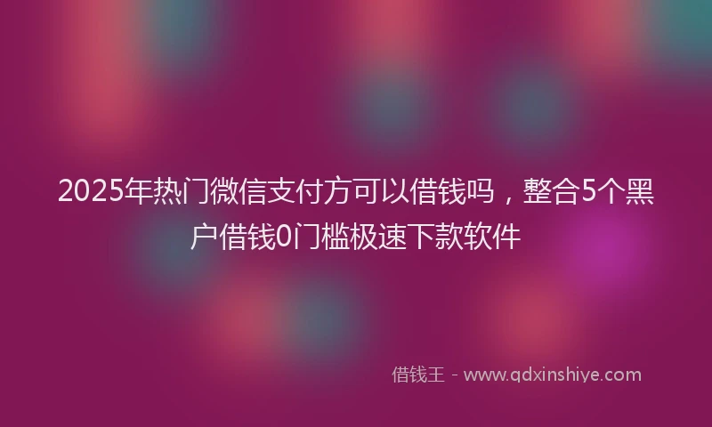 2025年热门微信支付方可以借钱吗，整合5个黑户借钱0门槛极速下款软件