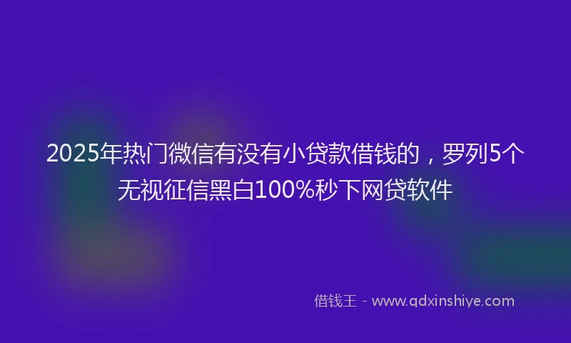 2025年热门微信有没有小贷款借钱的，罗列5个无视征信黑白100%秒下网贷软件