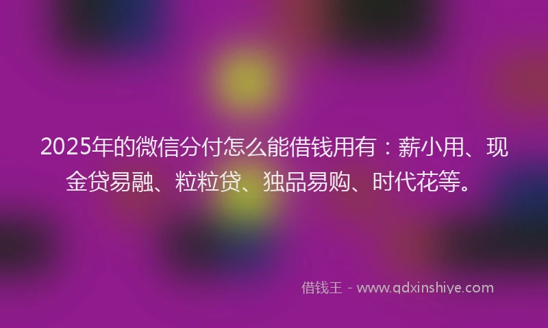 2025年的微信分付怎么能借钱用有：薪小用、现金贷易融、粒粒贷、独品易购、时代花等。