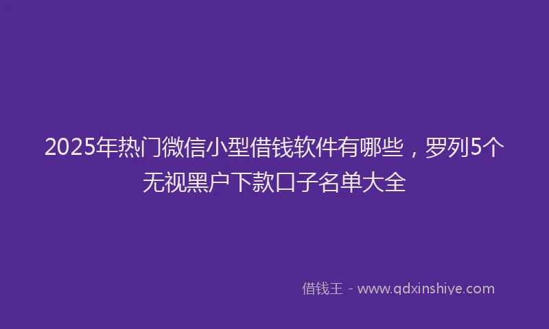 2025年热门微信小型借钱软件有哪些，罗列5个无视黑户下款口子名单大全