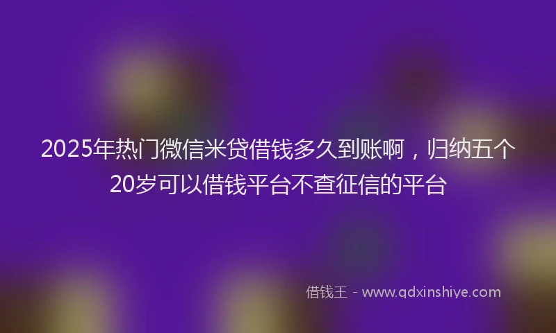 2025年热门微信米贷借钱多久到账啊，归纳五个20岁可以借钱平台不查征信的平台