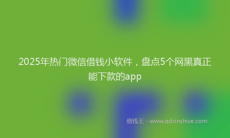 2025年热门微信借钱小软件，盘点5个网黑真正能下款的app