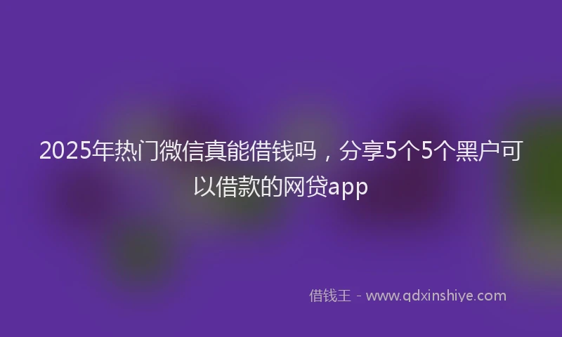 2025年热门微信真能借钱吗，分享5个5个黑户可以借款的网贷app