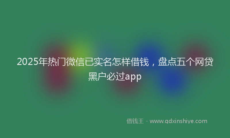 2025年热门微信已实名怎样借钱，盘点五个网贷黑户必过app