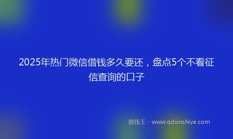 2025年热门微信借钱多久要还，盘点5个不看征信查询的口子