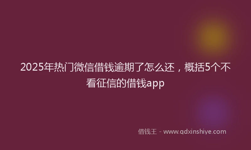 2025年热门微信借钱逾期了怎么还，概括5个不看征信的借钱app