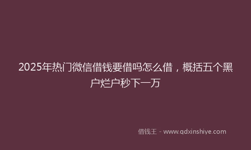 2025年热门微信借钱要借吗怎么借，概括五个黑户烂户秒下一万