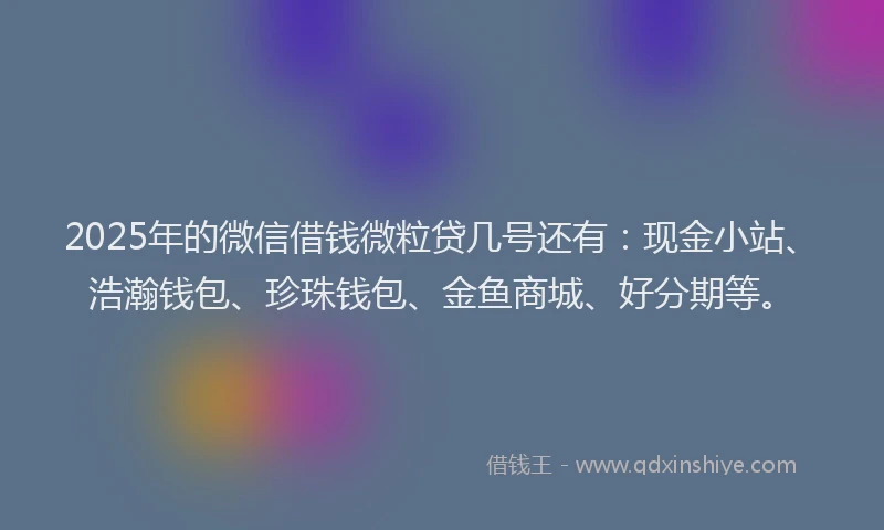 2025年的微信借钱微粒贷几号还有：现金小站、浩瀚钱包、珍珠钱包、金鱼商城、好分期等。