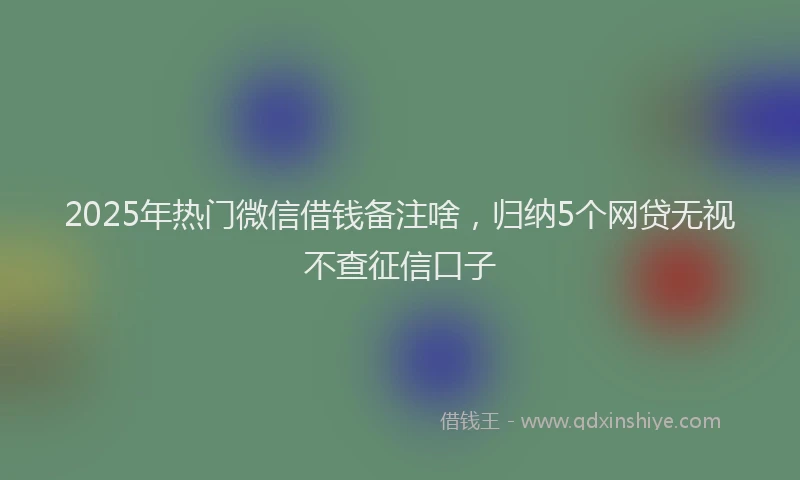 2025年热门微信借钱备注啥，归纳5个网贷无视不查征信口子