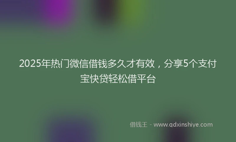 2025年热门微信借钱多久才有效，分享5个支付宝快贷轻松借平台