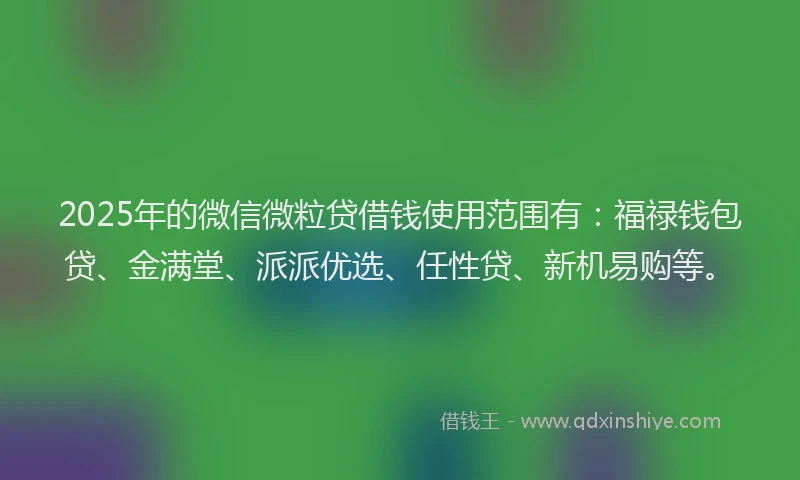2025年的微信微粒贷借钱使用范围有：福禄钱包贷、金满堂、派派优选、任性贷、新机易购等。