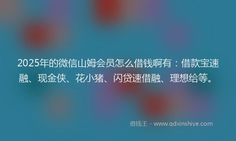2025年的微信山姆会员怎么借钱啊有：借款宝速融、现金侠、花小猪、闪贷速借融、理想给等。