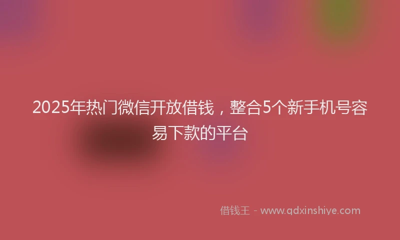 2025年热门微信开放借钱，整合5个新手机号容易下款的平台