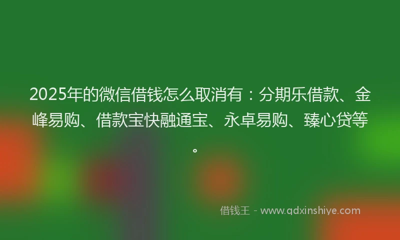 2025年的微信借钱怎么取消有：分期乐借款、金峰易购、借款宝快融通宝、永卓易购、臻心贷等。
