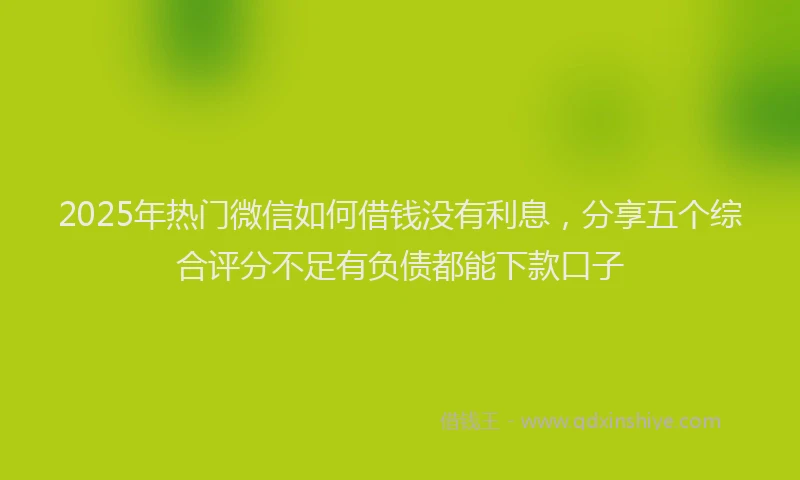 2025年热门微信如何借钱没有利息，分享五个综合评分不足有负债都能下款口子