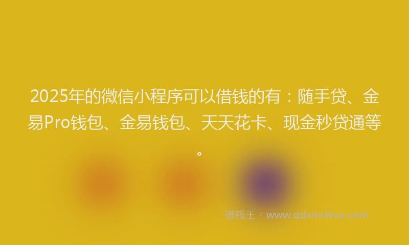 2025年的微信小程序可以借钱的有：随手贷、金易Pro钱包、金易钱包、天天花卡、现金秒贷通等。