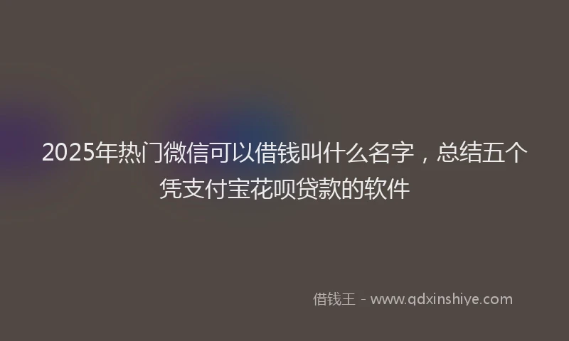 2025年热门微信可以借钱叫什么名字，总结五个凭支付宝花呗贷款的软件