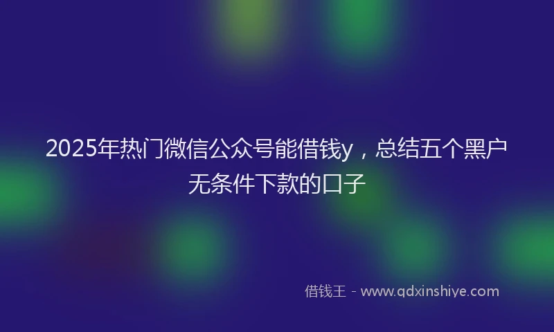 2025年热门微信公众号能借钱y，总结五个黑户无条件下款的口子