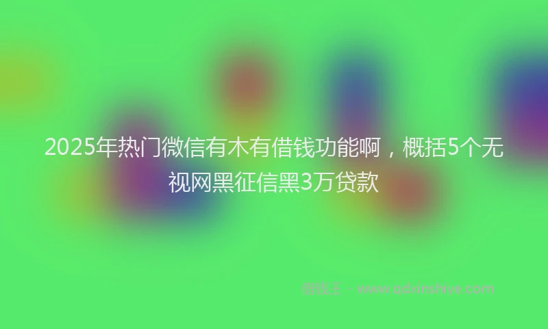 2025年热门微信有木有借钱功能啊，概括5个无视网黑征信黑3万贷款
