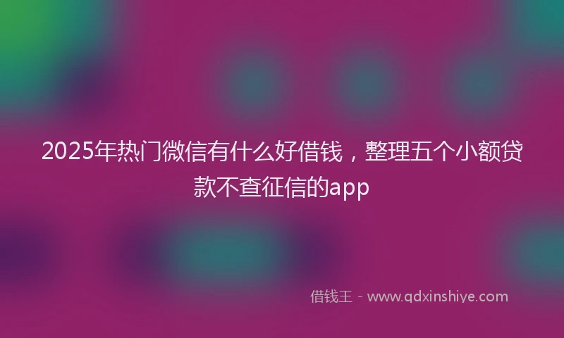 2025年热门微信有什么好借钱，整理五个小额贷款不查征信的app