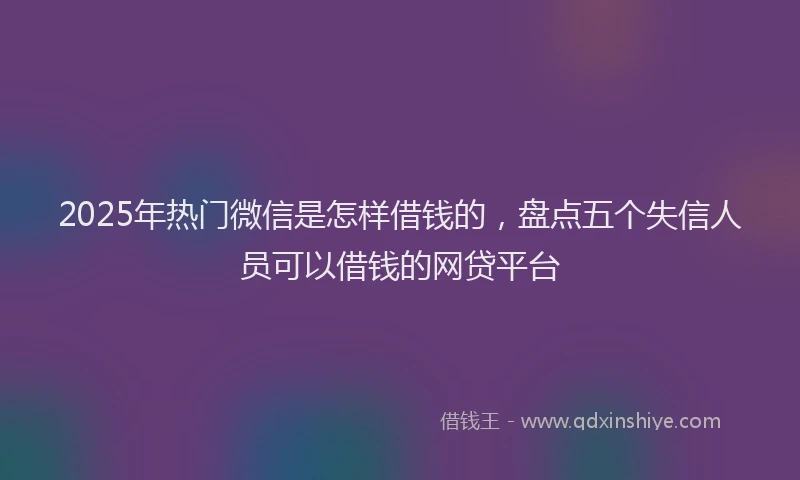 2025年热门微信是怎样借钱的，盘点五个失信人员可以借钱的网贷平台