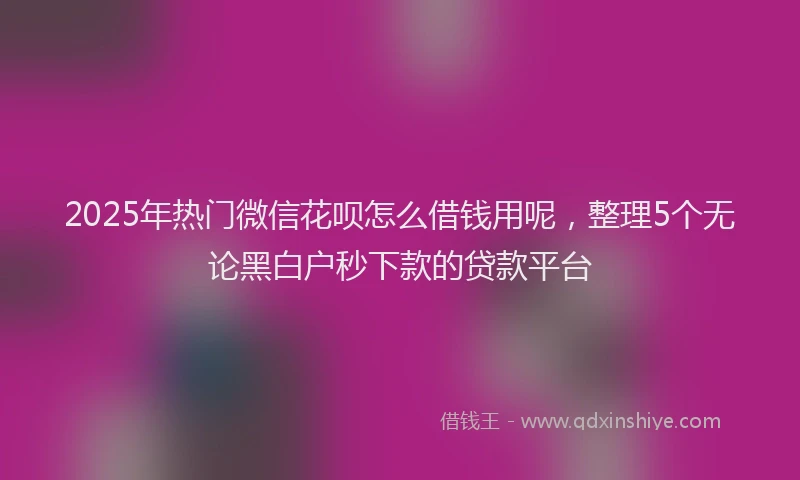 2025年热门微信花呗怎么借钱用呢，整理5个无论黑白户秒下款的贷款平台