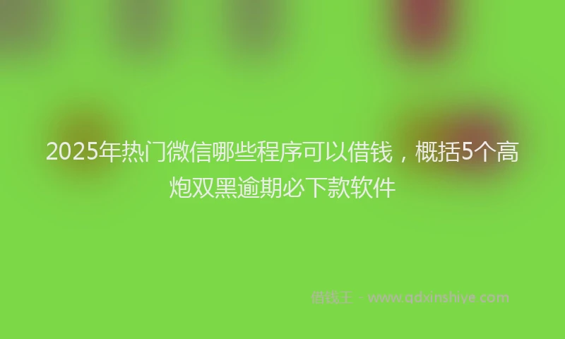 2025年热门微信哪些程序可以借钱，概括5个高炮双黑逾期必下款软件