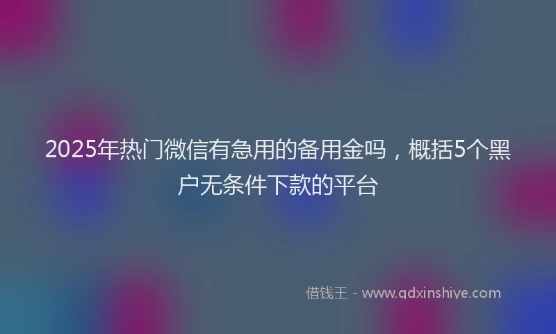 2025年热门微信有急用的备用金吗，概括5个黑户无条件下款的平台