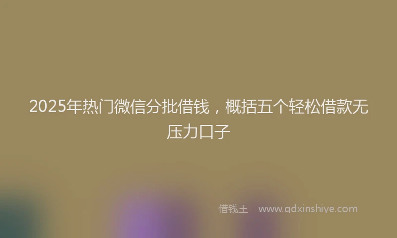 2025年热门微信分批借钱，概括五个轻松借款无压力口子